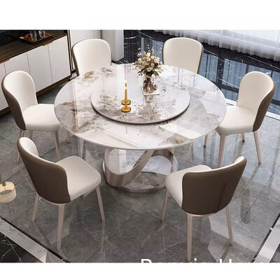 Muebles de comedor italianos de alta calidad Mesa larga de pizarra y piernas de acero 4 6 Sillones