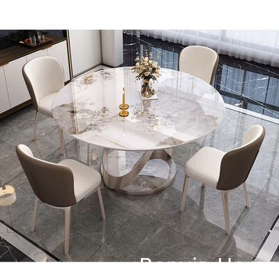 Muebles de comedor italianos de alta calidad Mesa larga de pizarra y piernas de acero 4 6 Sillones