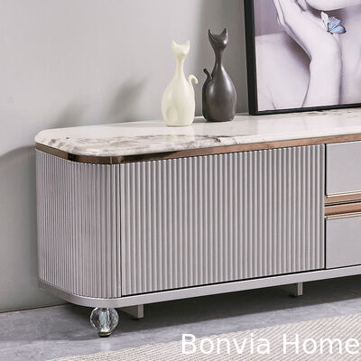 Mueble de TV de lujo de diseño moderno en madera, mueble para el hogar, cajón de almacenamiento, tapa de mármol y pizarra, mueble de TV largo y grande para sala de estar