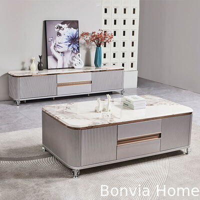 Mueble de TV de lujo de diseño moderno en madera, mueble para el hogar, cajón de almacenamiento, tapa de mármol y pizarra, mueble de TV largo y grande para sala de estar