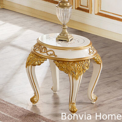 Mueble de TV de lujo real de estilo clásico europeo, mueble de villa, almacenamiento para el hogar, mueble de TV grande de madera blanco y dorado para sala de estar