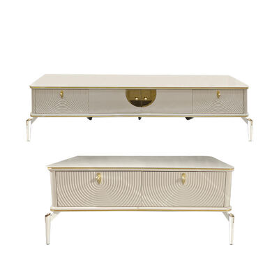 Diseño Moderno Rectangular Blanco Madera Soporte TV Muebles Sala Estar Gran Almacenamiento Lujoso Hogar Mueble TV Madera