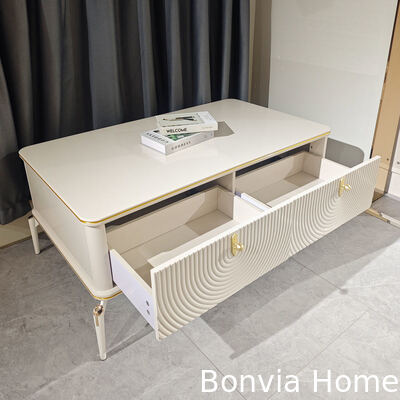 Diseño Moderno Rectangular Blanco Madera Soporte TV Muebles Sala Estar Gran Almacenamiento Lujoso Hogar Mueble TV Madera