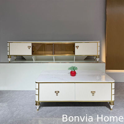 Mueble de TV de madera blanca nórdica de alta calidad, mueble de almacenamiento para el hogar, hotel, moderno y lujoso, MDF, mueble de TV para sala de estar