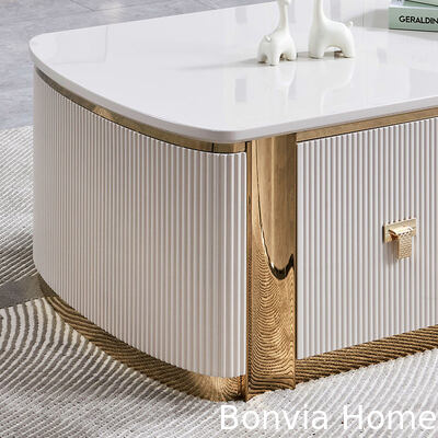 Moderno de lujo TV de madera y mesa de café conjunto Muebles Gran almacenaje Casa Centro Blanco Sala de estar de madera Mesa de café