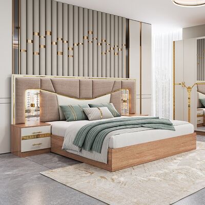 Muebles de habitación modernos de tamaño king cama marco de madera hogar de lujo completo muebles turcos conjuntos de habitación