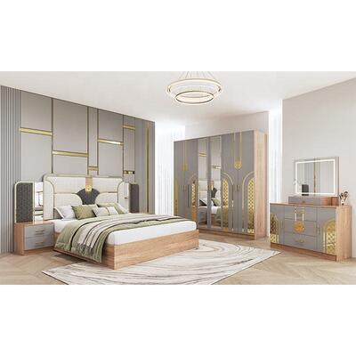 Chambre a Coucher Completo conjunto de dormitorio turco King Size Dormitorio Doble Cuadro de madera Barato Luxo Set de muebles de dormitorio moderno