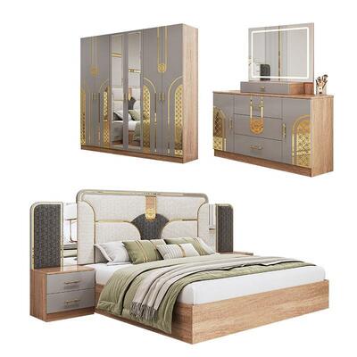 Chambre a Coucher Completo conjunto de dormitorio turco King Size Dormitorio Doble Cuadro de madera Barato Luxo Set de muebles de dormitorio moderno