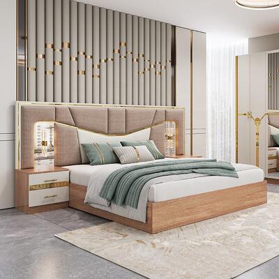Muebles de habitación modernos de tamaño king cama marco de madera hogar de lujo completo muebles turcos conjuntos de habitación