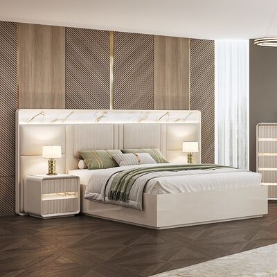 Venta al por mayor de muebles de dormitorio contemporáneos para el hogar Master Room Hotel Apartamento Cuadro de madera King Size Modernos conjuntos de dormitorio de lujo