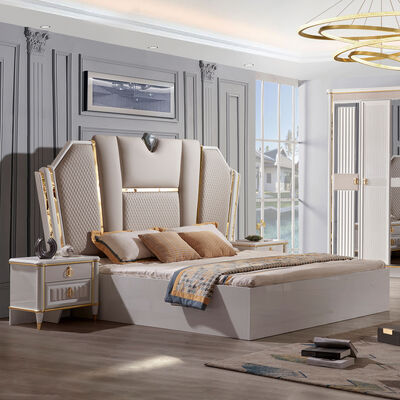 Cubierta de terciopelo moderna para habitación, juegos de madera tamaño King, muebles de cama, camas Queen, juego de dormitorio con gabinete completo