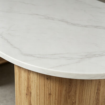 Muebles de comedor moderno Mesa de comedor de madera ovalada Base de almacenamiento Restaurante doméstico nórdico Cocina de comedor de 6 asientos