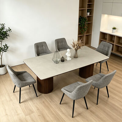 Ensemble Salle Manger Completa Mesa de comedor de madera maciza Mesa de comedor de madera moderna de 6 asientos