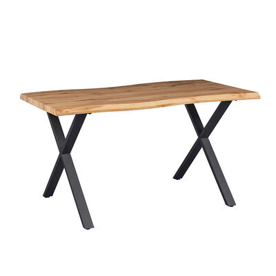 Mesa de comedor rectangular de estilo minimalista con borde vivo, muebles de comedor con Base de Metal, juego de mesa de comedor moderno de madera de 6 plazas