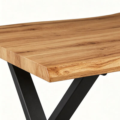 Mesa de comedor rectangular de estilo minimalista con borde vivo, muebles de comedor con Base de Metal, juego de mesa de comedor moderno de madera de 6 plazas