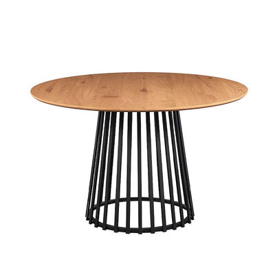 Mesa de comedor rectangular de estilo minimalista con borde vivo, muebles de comedor con Base de Metal, juego de mesa de comedor moderno de madera de 6 plazas