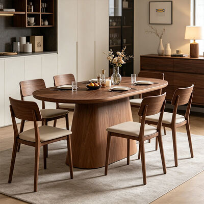 Salle Manger Complet, muebles de comedor modernos de 6 plazas, mesa de comedor de madera ovalada, juego de mesa de comedor para restaurante y hogar de 6 plazas