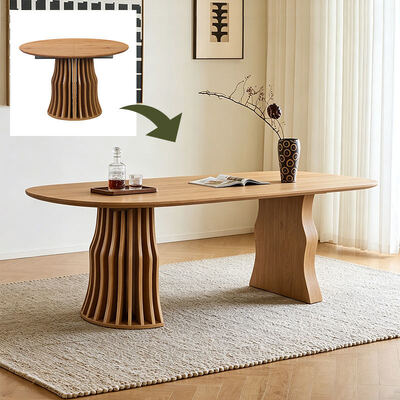 Muebles de comedor plegables de madera de granel Muebles de comedor redondos y sencillos Mesa de comedor ajustable de madera