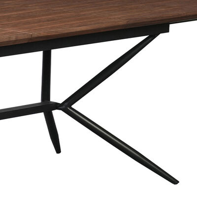 Venta al por mayor, mesa de comedor rectangular minimalista, muebles de comedor, mesa de cocina con marco de Metal, mesa de comedor moderna de madera con borde vivo