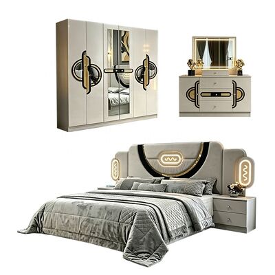 Juego de muebles de dormitorio turco barato al por mayor en China, marco de madera, cama de lujo tamaño king, doble, individual, moderno, juegos de dormitorio de lujo