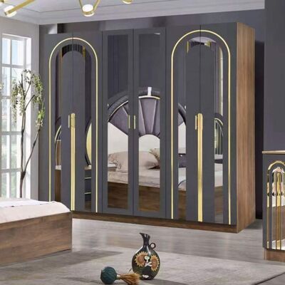 Decoraciones de dormitorio de estilo turco Luxury King Size Bed Home Master Room Cuadro de madera contemporáneo Completo Set de muebles de dormitorio moderno