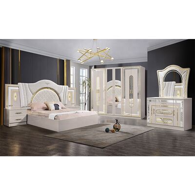 Chambre a Coucher Completo Iluminado Dos Lugares Set de dormitorio King Size Sala de dormir Suite Marco de madera Moderno Luxo Muebles de dormitorio