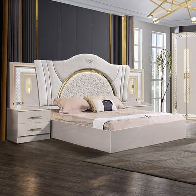 Chambre a Coucher Completo Iluminado Dos Lugares Set de dormitorio King Size Sala de dormir Suite Marco de madera Moderno Luxo Muebles de dormitorio