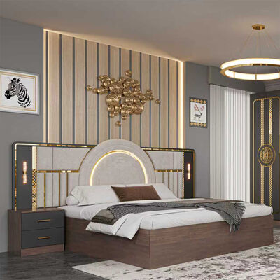 Muebles de dormitorio modernos completos de tamaño king dormitorio suite marco de madera casa de lujo conjunto de dormitorio turco