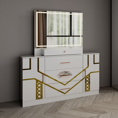 Conjunto Completo de Muebles de Dormitorio de Lujo de Madera de Tamaño Queen, Diseño Moderno Doble Cama King de Cuero, Armario y Tocador al por Mayor