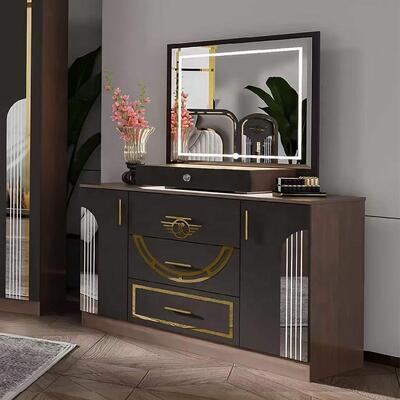 Conjunto Completo de Muebles Modernos Turcos para Dormitorio al por Mayor, 5 Piezas, Cama King Size, Marco de Madera, Muebles para el Hogar, Juegos de Dormitorio