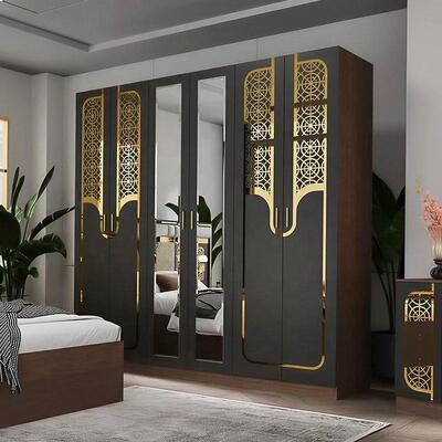 Conjunto Completo de Muebles Modernos Turcos para Dormitorio al por Mayor, 5 Piezas, Cama King Size, Marco de Madera, Muebles para el Hogar, Juegos de Dormitorio