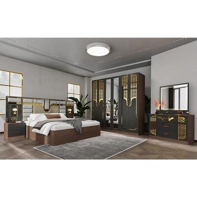 Conjunto Completo de Muebles Modernos Turcos para Dormitorio al por Mayor, 5 Piezas, Cama King Size, Marco de Madera, Muebles para el Hogar, Juegos de Dormitorio