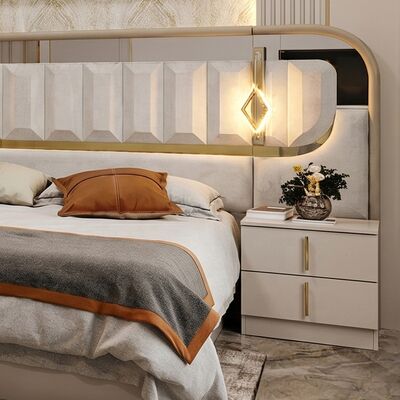 High Gloss Royal Luxury Complete Bedroom Sets King Size Bedroom 5 piezas Marco de madera Set de muebles de dormitorio moderno turco