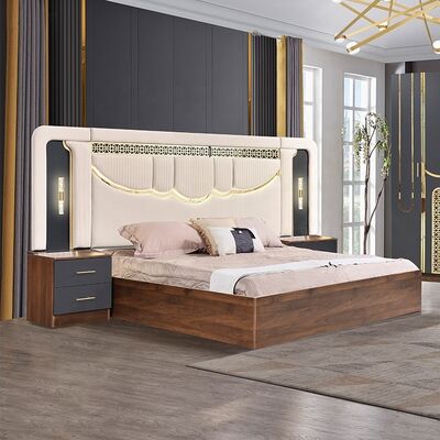 Juego de dormitorio de lujo estilo turco 2026 tamaño king, suite de dormitorio principal, marco de madera, muebles modernos de dormitorio baratos al por mayor