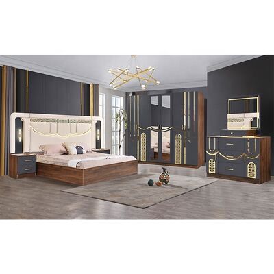 Juego de dormitorio de lujo estilo turco 2026 tamaño king, suite de dormitorio principal, marco de madera, muebles modernos de dormitorio baratos al por mayor