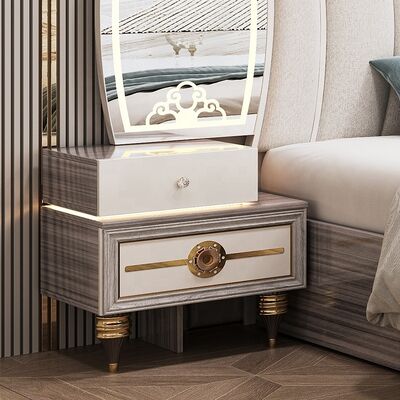 Juego de muebles de dormitorio moderno tamaño King, lujo, cabecero iluminado, cama doble, marco de madera, juego completo para dormitorio principal turco