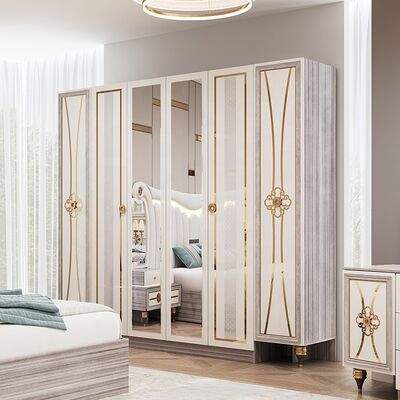 Juego de muebles de dormitorio moderno tamaño King, lujo, cabecero iluminado, cama doble, marco de madera, juego completo para dormitorio principal turco
