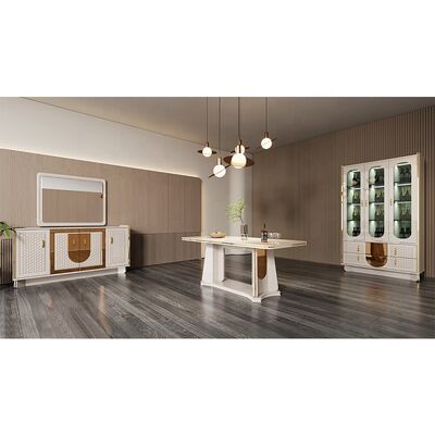 Ensembles De Salle Manger Complet Modern Home Dining Room Furniture Sets Wooden Luxury Dining Table with Sideboard Wine Cabinet