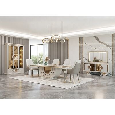 Luxury Royal Complete Dining Room Sets Furniture Home Restaurant Rectangle Wooden Modern Dining Table Set 6 Seater with Chairs