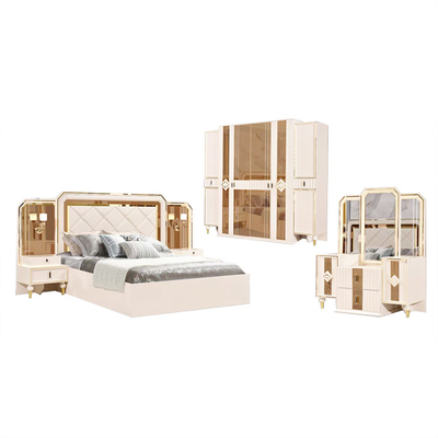 Cama de madera sólida de Cabrini Villia con rey de madera Size Bedroom Set del MDF de los cajones