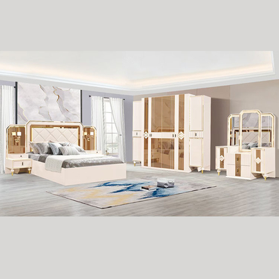 Cama de madera sólida de Cabrini Villia con rey de madera Size Bedroom Set del MDF de los cajones