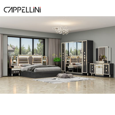 Madera moderna de doble cuero King Size Set de cama para el hogar Muebles modulares Madera Queen Full Luxury Bedroom Sets Muebles