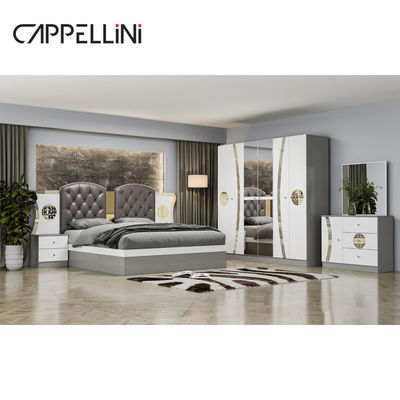 Sencillo moderno doble King Size de cuero dormitorio Suite casa de lujo de madera Queen Mdf conjunto completo de muebles de dormitorio