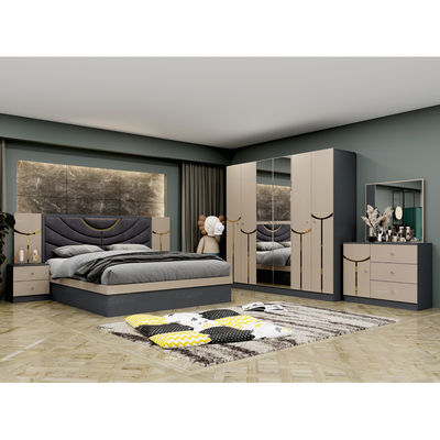Venta al por mayor Barato Cuadro de madera de lujo Cama doble de tamaño King Modern Home Turco Madera MDF conjunto de dormitorio completo Muebles