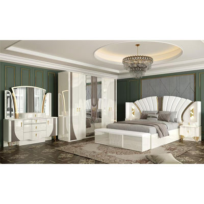 OEM Mayorista Blanco Real de lujo Dormitorio doble King Size Master Room Modern Home Marco de madera Muebles de dormitorio completo