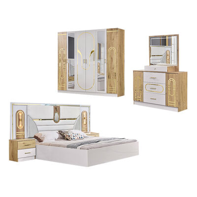 Foshan mayorista King Size conjunto de habitaciones Muebles Madera cama doble moderna de lujo marco de madera completo casa conjunto de muebles de dormitorio