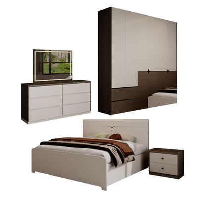 Acogedora Minimalista Clásica de madera King Size Set de dormitorio con almacenaje completo Maestría de lujo Muebles de dormitorio moderno