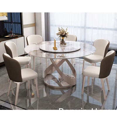 Muebles de comedor italianos de alta calidad Mesa larga de pizarra y piernas de acero 4 6 Sillones