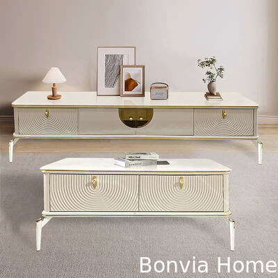 Diseño Moderno Rectangular Blanco Madera Soporte TV Muebles Sala Estar Gran Almacenamiento Lujoso Hogar Mueble TV Madera