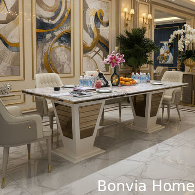 Juego de mesa de comedor de madera de lujo moderno para 6 personas, sillas rectangulares, juego completo de muebles para comedor en casa y restaurante